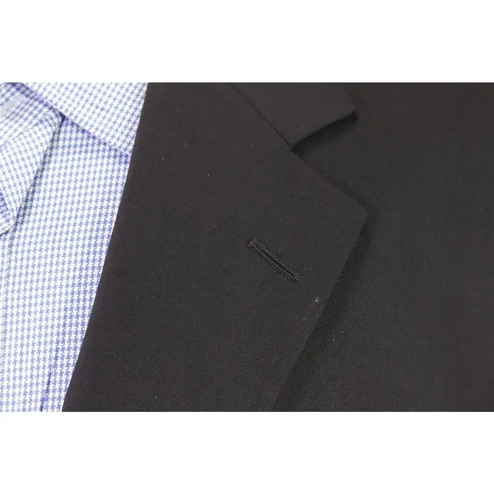 Brooks Brothers Black Metal Logo Buttons 2-Btn Wool Blazer Jacket 42S